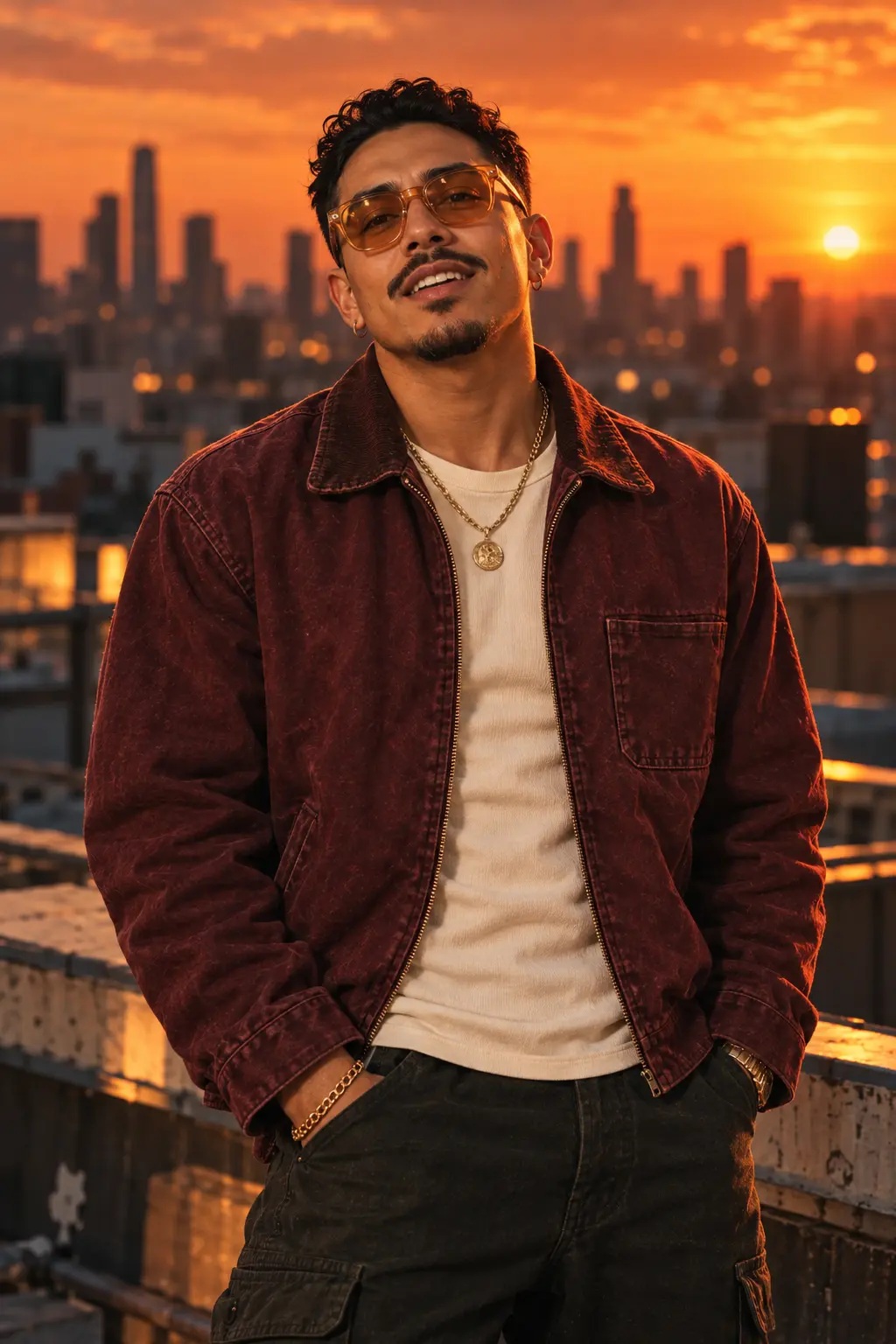 Fictional adult on a rooftop, original concept still